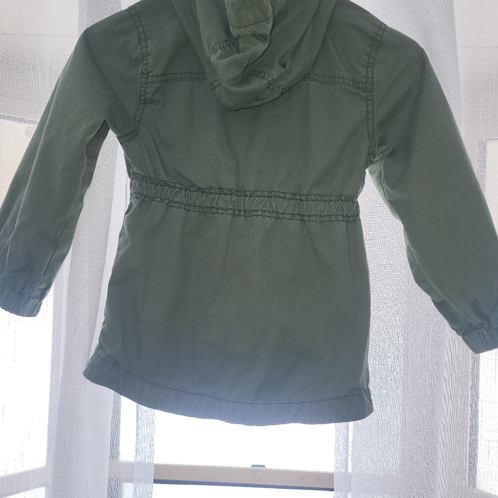 Girls Old Navy Army Green Zippered and Bottom Hooded Jacket Size 5T